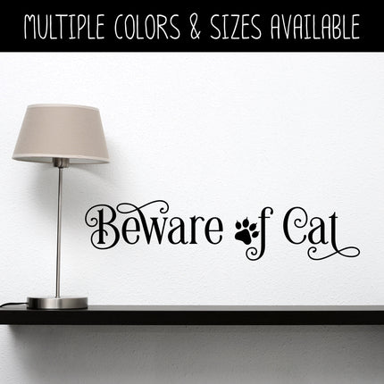 Ornamental Beware of Cat Front Door Vinyl Decal/Sticker