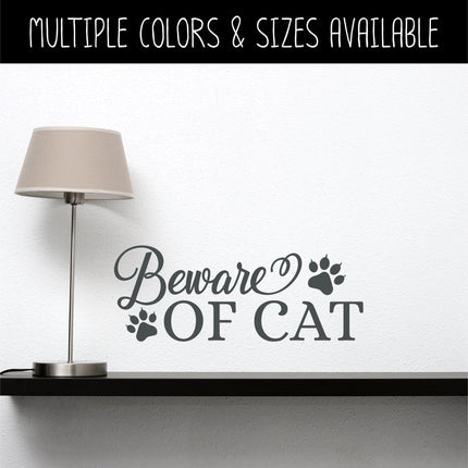 Beware of Cat Front Door Vinyl Decal/Sticker