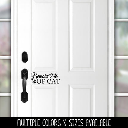 Beware of Cat Front Door Vinyl Decal/Sticker