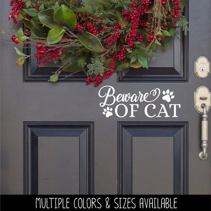 Beware of Cat Front Door Vinyl Decal/Sticker