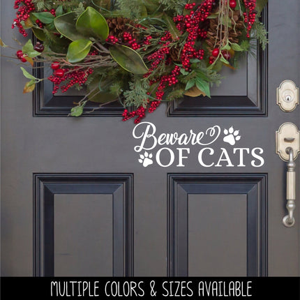 Beware of Cats Front Door Vinyl Decal/Sticker