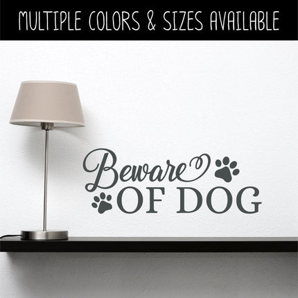 Beware of Dog Front Door Vinyl Decal/Sticker