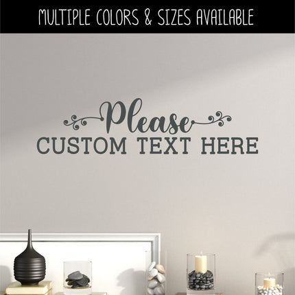 CUSTOM Scroll Vine Please Custom Text Here Vinyl Decal/Sticker