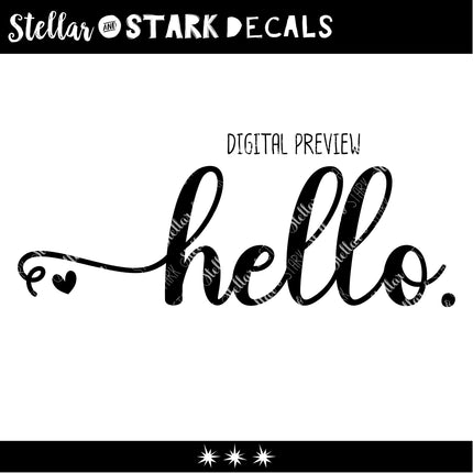 Cursive Hello Heart Vinyl Decal/Sticker