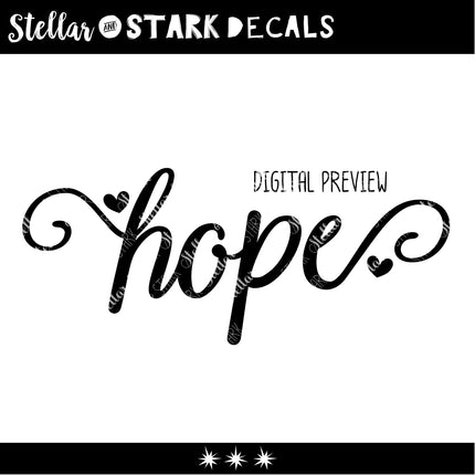 Hope Cursive Heart Vinyl Decal/Sticker