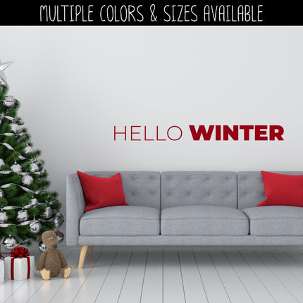 Thin Hello Bold Winter Vinyl Decal - Hello Winter Vinyl Sticker - Hello Winter Sticker - Hello Winter Decal - Christmas Decal - Winter Decal