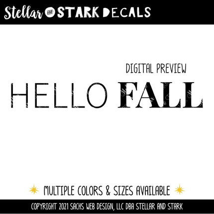 Thin Hello Serif Fall Vinyl Decal - Hello Fall Vinyl Sticker - Hello Fall Sticker - Hello Fall Decal - Hello Autumn Decal - Autumn Sticker