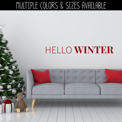 Thin Hello Serif Winter Vinyl Decal - Hello Winter Vinyl Sticker - Hello Winter Sticker - Hello Winter Decal - Christmas Decal -Winter Decal