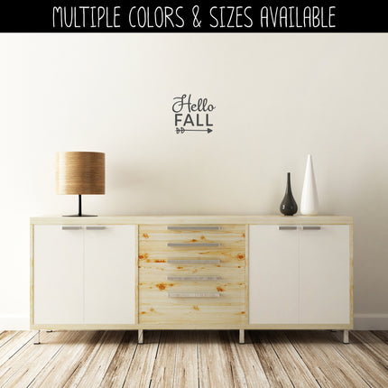 Hello Fall Cursive w/Arrow Vinyl Decal - Hello Fall Vinyl Sticker - Hello Fall Sticker - Hello Fall Decal -Hello Autumn Decal-Autumn Sticker