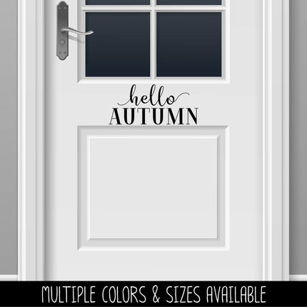 Hello Autumn Cursive w/Tails Vinyl Decal - Hello Autumn Vinyl Sticker - Hello Autumn Sticker - Hello Autumn Decal - Hello Fall Decal - Fall