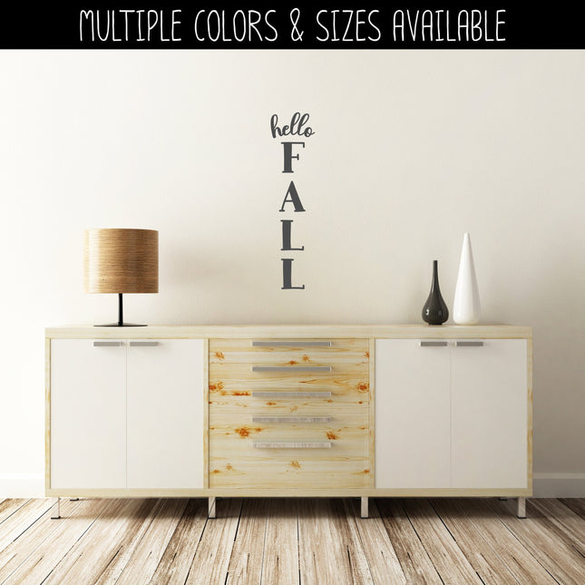 Vertical Hello Fall Vinyl Decal - Vertical Hello Vinyl Sticker - Hello Fall Door Decal- Hello Fall Sticker - Hello Fall Porch Decal Sign