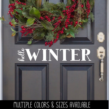 Vertical Hello Horizontal Winter Vinyl Decal - Hello Winter Vinyl Sticker - Hello Winter Sticker - Hello Winter Decal - Christmas Decal