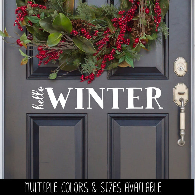 Vertical Hello Horizontal Winter Vinyl Decal - Hello Winter Vinyl Sticker - Hello Winter Sticker - Hello Winter Decal - Christmas Decal