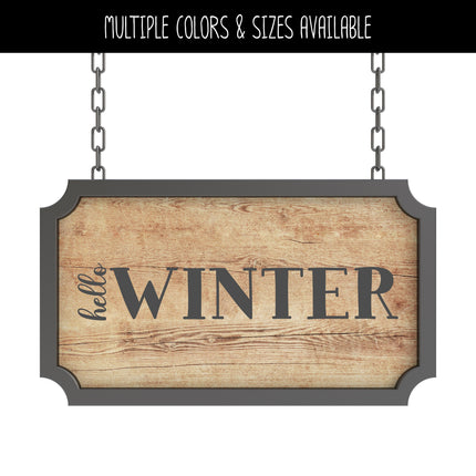 Vertical Hello Horizontal Winter Vinyl Decal - Hello Winter Vinyl Sticker - Hello Winter Sticker - Hello Winter Decal - Christmas Decal