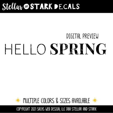 Thin Hello Serif Spring Vinyl Decal - Hello Spring Vinyl Sticker - Hello Spring Sticker - Hello Spring Decal - Hello Spring Sticker - Spring