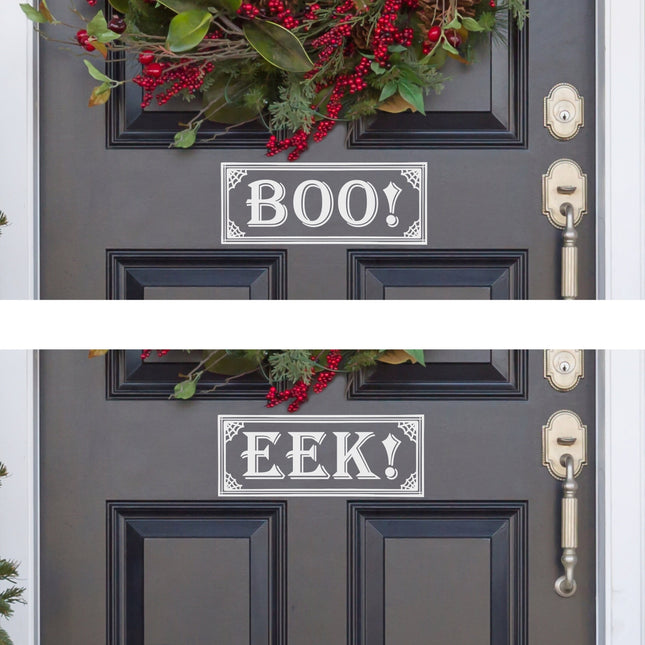 Framed Boo! and Eek! Vinyl Decal Set- Boo! and Eek! Sticker Set - Halloween Decal - Halloween Sticker - Boo Decal - Eek Decal - Boo Sticker