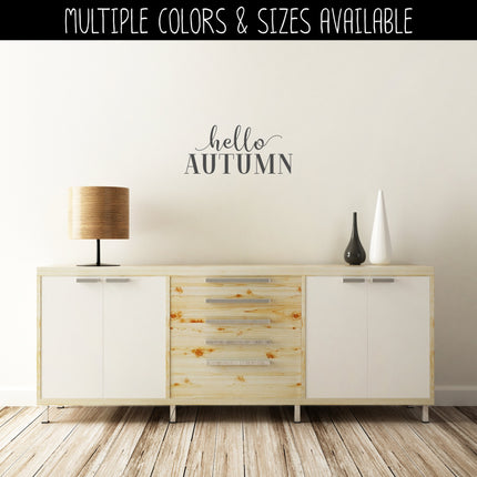 Hello Autumn Cursive w/Tails Vinyl Decal - Hello Autumn Vinyl Sticker - Hello Autumn Sticker - Hello Autumn Decal - Hello Fall Decal - Fall