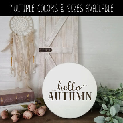 Hello Autumn Cursive w/Tails Vinyl Decal - Hello Autumn Vinyl Sticker - Hello Autumn Sticker - Hello Autumn Decal - Hello Fall Decal - Fall