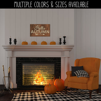Hello Autumn Cursive w/Arrow Vinyl Decal - Hello Autumn Vinyl Sticker - Hello Autumn Sticker - Hello Autumn Decal - Hello Fall Decal - Fall