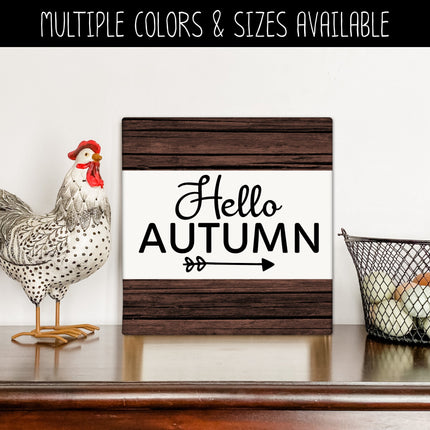 Hello Autumn Cursive w/Arrow Vinyl Decal - Hello Autumn Vinyl Sticker - Hello Autumn Sticker - Hello Autumn Decal - Hello Fall Decal - Fall