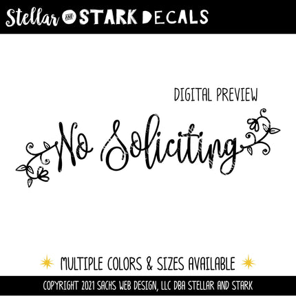 Floral No Soliciting Vinyl Decal - Floral No Soliciting Vinyl Sticker - No Soliciting Door Decal - No Soliciting Decal - No Soliciting Sign