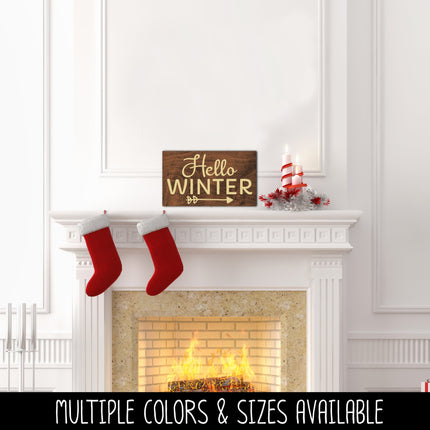 Hello Winter w/ Arrow Vinyl Decal - Hello Winter Vinyl Sticker - Hello Winter Sticker - Hello Winter Decal - Christmas Decal - Winter Decal