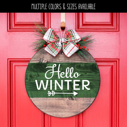 Hello Winter w/ Arrow Vinyl Decal - Hello Winter Vinyl Sticker - Hello Winter Sticker - Hello Winter Decal - Christmas Decal - Winter Decal