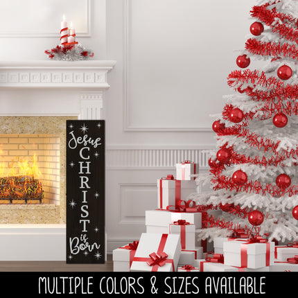 Vertical Jesus Christ Is Born Decal - Vertical Jesus Christ Is Born Sticker- Vertical Noel Decal - Vertical Christmas Decal - Holiday Decal
