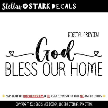 God Bless Our Home Vinyl Decal - God Bless Our Home Sticker - God Bless Our Home Door- God Bless Home Window Decal- God Bless Our Home Decal