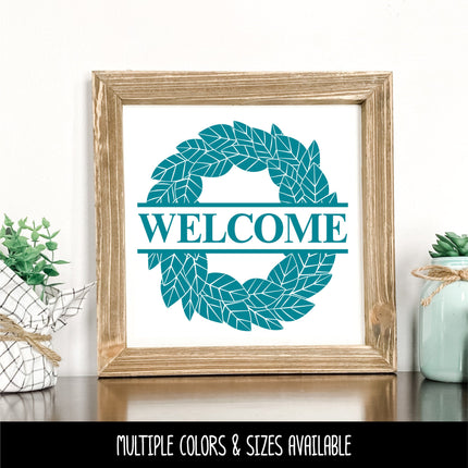 Solid Welcome Wreath Decal - Welcome Wreath Sticker - Welcome Wreath Door Round Decal - Welcome Wreath Wall Mural - Welcome Wreath Sign