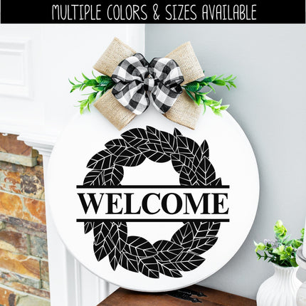 Solid Welcome Wreath Decal - Welcome Wreath Sticker - Welcome Wreath Door Round Decal - Welcome Wreath Wall Mural - Welcome Wreath Sign