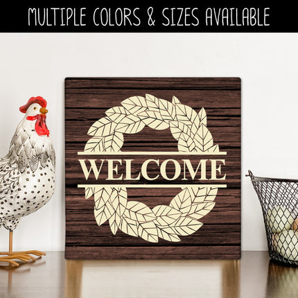 Solid Welcome Wreath Decal - Welcome Wreath Sticker - Welcome Wreath Door Round Decal - Welcome Wreath Wall Mural - Welcome Wreath Sign
