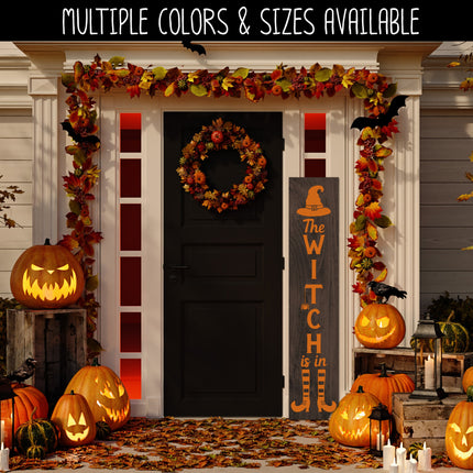 Vertical The Witch Is In Vinyl Decal - Vertical Trick or Treat Sticker - Halloween Decal - Halloween Sticker - Witch Decal - Witch Sticker