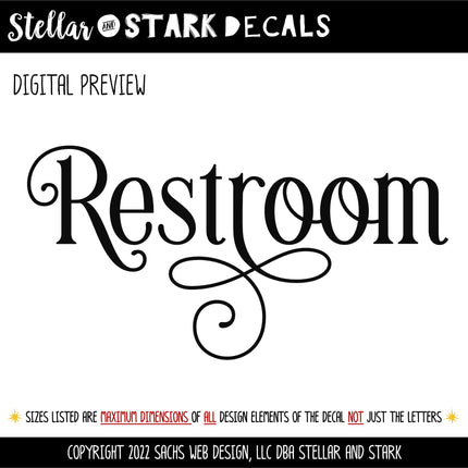 Ornamental Restroom Decal - Restroom Sticker - Restroom Door Decal -Restroom Door Sticker - Restroom Decor - Restroom Sign - Restroom Label