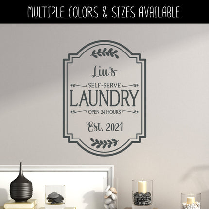 Custom Laundry Decal - Custom Laundry Sticker - Customizable Laundry Door Decal - Customizable Laundry Door Sticker - Open 24 Hours