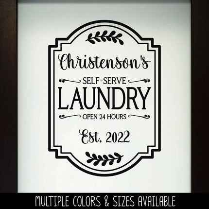 Custom Laundry Decal - Custom Laundry Sticker - Customizable Laundry Door Decal - Customizable Laundry Door Sticker - Open 24 Hours