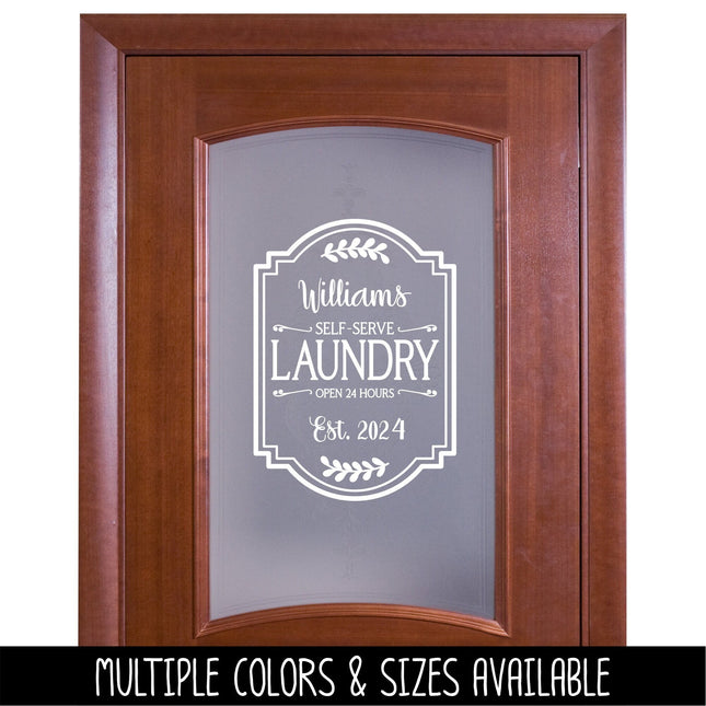 Custom Laundry Decal - Custom Laundry Sticker - Customizable Laundry Door Decal - Customizable Laundry Door Sticker - Open 24 Hours