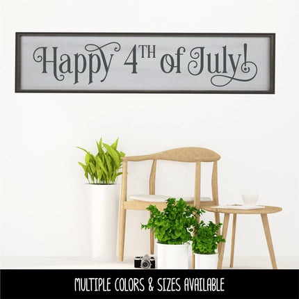 Ornamental Happy 4th of July Decal, 4th of July Sticker, Patriotic Sign, America Door Decal, USA Wall l, Independence Day, American Pride