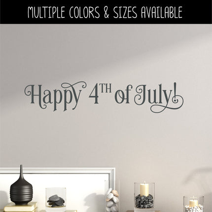 Ornamental Happy 4th of July Decal, 4th of July Sticker, Patriotic Sign, America Door Decal, USA Wall l, Independence Day, American Pride