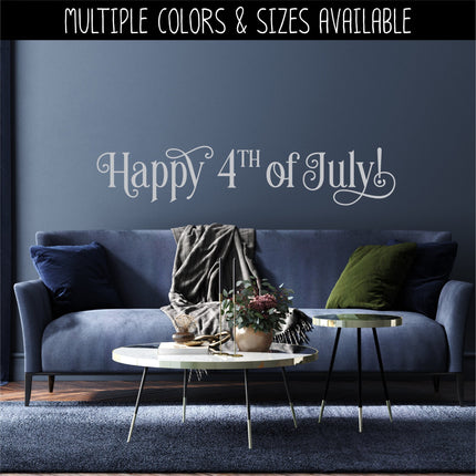 Ornamental Happy 4th of July Decal, 4th of July Sticker, Patriotic Sign, America Door Decal, USA Wall l, Independence Day, American Pride