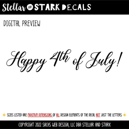Vintage Happy 4th of July Decal, 4th of July Sticker, Patriotic Sign, America Door Decal, USA Wall l, Independence Day, American Pride