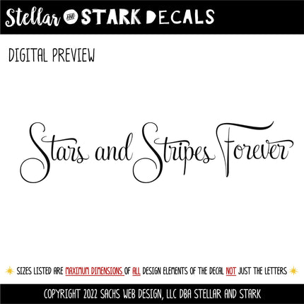 Cursive Stars and Stripes Decal, 4th of July, Patriotic Sign, America, USA, Independence Day, American Pride, Stars and stripes Sticker