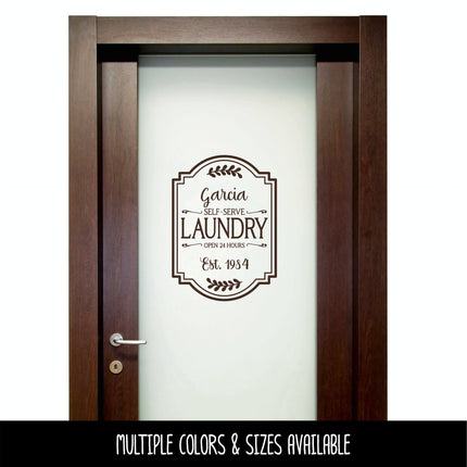 Custom Laundry Decal - Custom Laundry Sticker - Customizable Laundry Door Decal - Customizable Laundry Door Sticker - Open 24 Hours