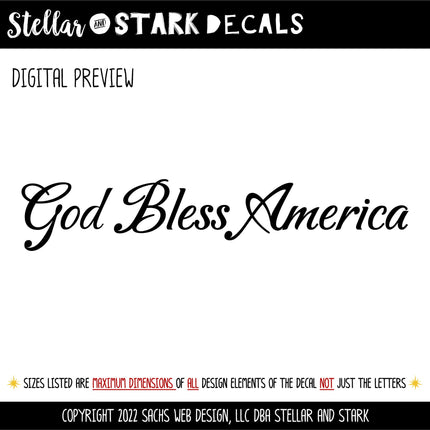 Decorative God Bless America Decal, 4th of July, Patriotic Sign, America, USA, Independence Day, American Pride, God Bless America Sticker