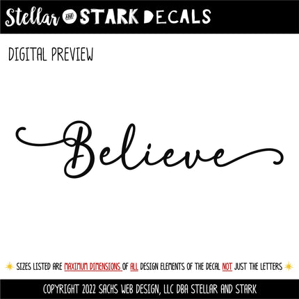 Cute Believe Decal - Believe Car Decal - Believe Sticker - Believe Wall Vinyl Decal - Believe Laptop Sticker - Believe Mug Decal-Christmas