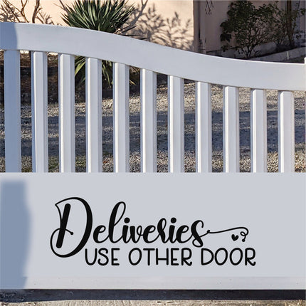 Cute Deliveries Use Other Door Decal, Deliveries Use Other Door Sticker, Door Decal, Wall Decal, Front Door Decal, Sign, Porch Sign, Gate
