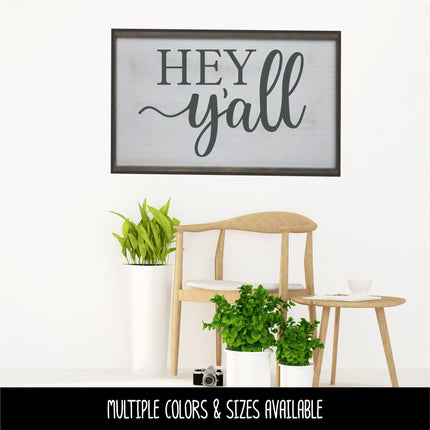Hey Y'all Decal - Ornamental Hey Y'all Vinyl Sticker - Hey Y'all Door Decal - Hey Y'all Wall Decal - Hello Decal -Hello Sticker- Southern