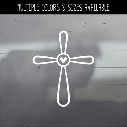 Outline Cross with Heart Vinyl Decal, Cross and Heart Vinyl Decal, Cross Sticker, Jesus Sticker, Christian Decal, Jesus Decal, Car Decal