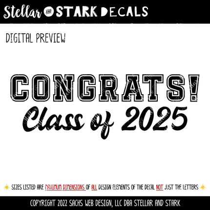 Congrats Class of 2025 Decal - Grad 2025 - Graduation Announcement Decal - Congrats Graduate Sign - Senior 2025, 2025 Car Decal, Athletic