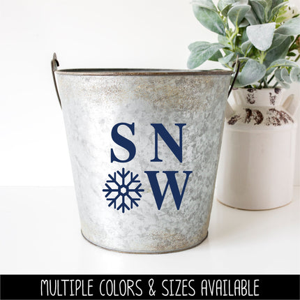 Square SNOW with Snowflake Decal, Snow Sticker, Christmas Decal, Holiday Sign, Snow Car Decal, Snow Wall Decal, Winter Decor, Seasonal Decor